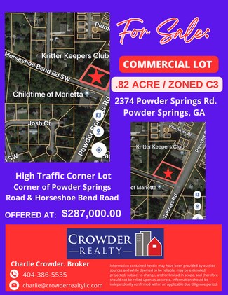 Plus de détails pour 2374 Powder Springs Rd SW, Marietta, GA - Terrain à vendre