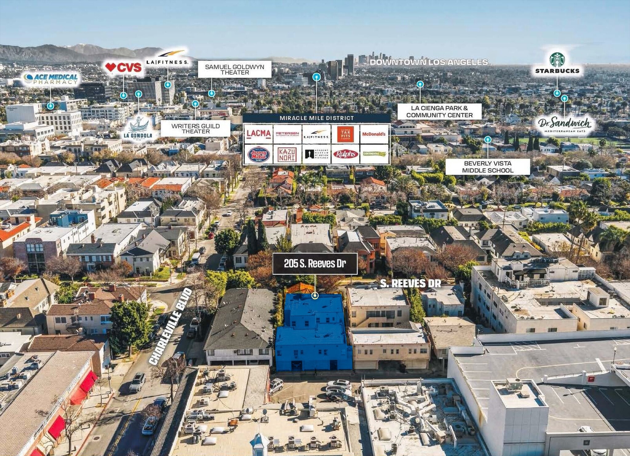205 S Reeves Dr, Beverly Hills, CA for sale Aerial- Image 1 of 15