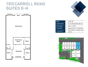 7313 Carroll Rd, San Diego, CA à louer Plan d’étage- Image 2 de 2