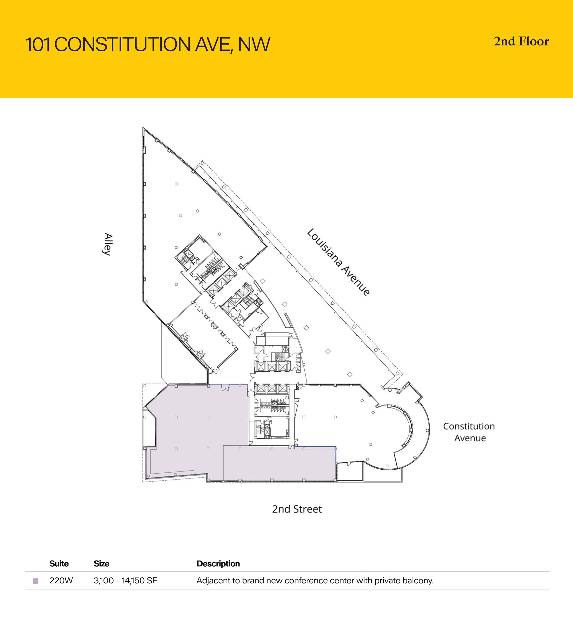 101 Constitution Ave NW, Washington, DC à louer Plan d  tage- Image 1 de 1