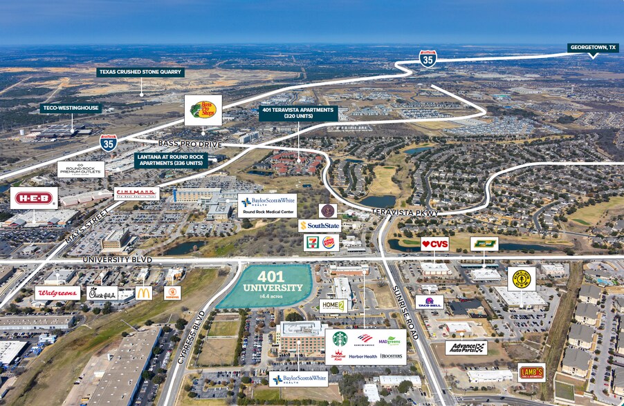 401 University Boulevard, Round Rock, TX à vendre - Aérien - Image 3 de 3
