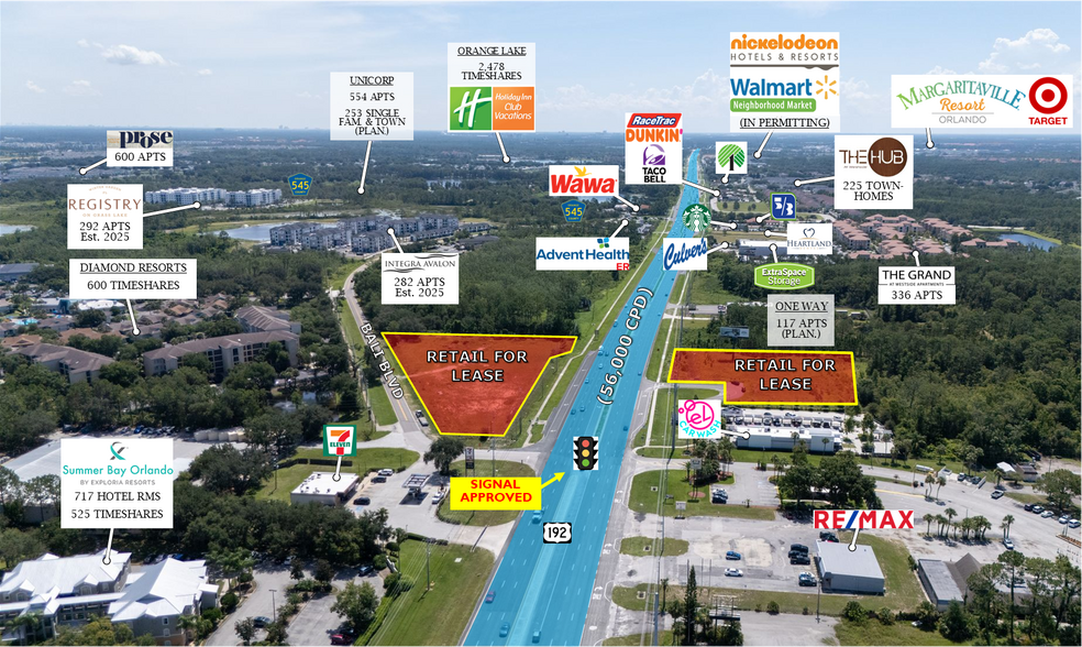 US 192 (W Irlo Bronson Memorial Hwy), Kissimmee, FL à louer - Aérien - Image 1 de 3