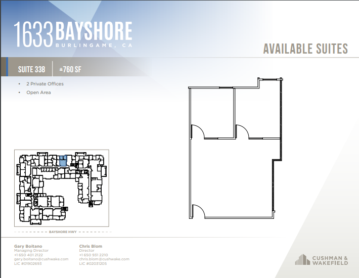 1633 Bayshore Hwy, Burlingame, CA à louer Plan d’étage- Image 1 de 1