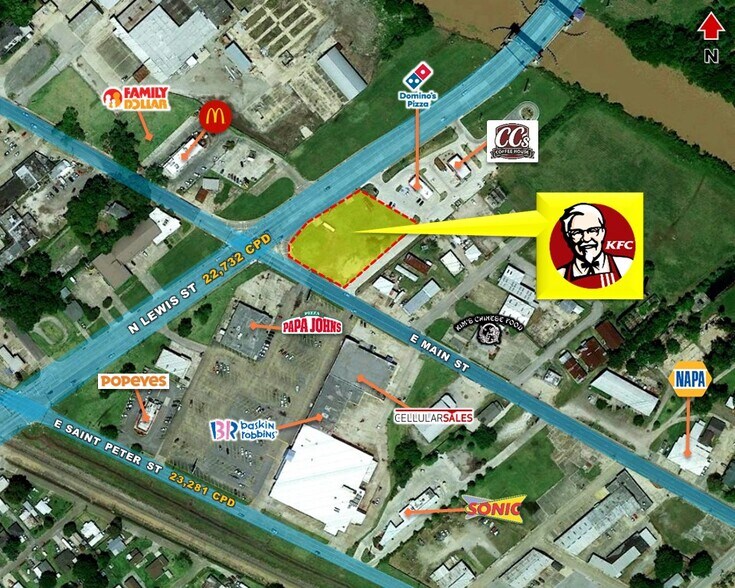 1007 E Main St, New Iberia, LA à louer - Aérien - Image 2 de 2