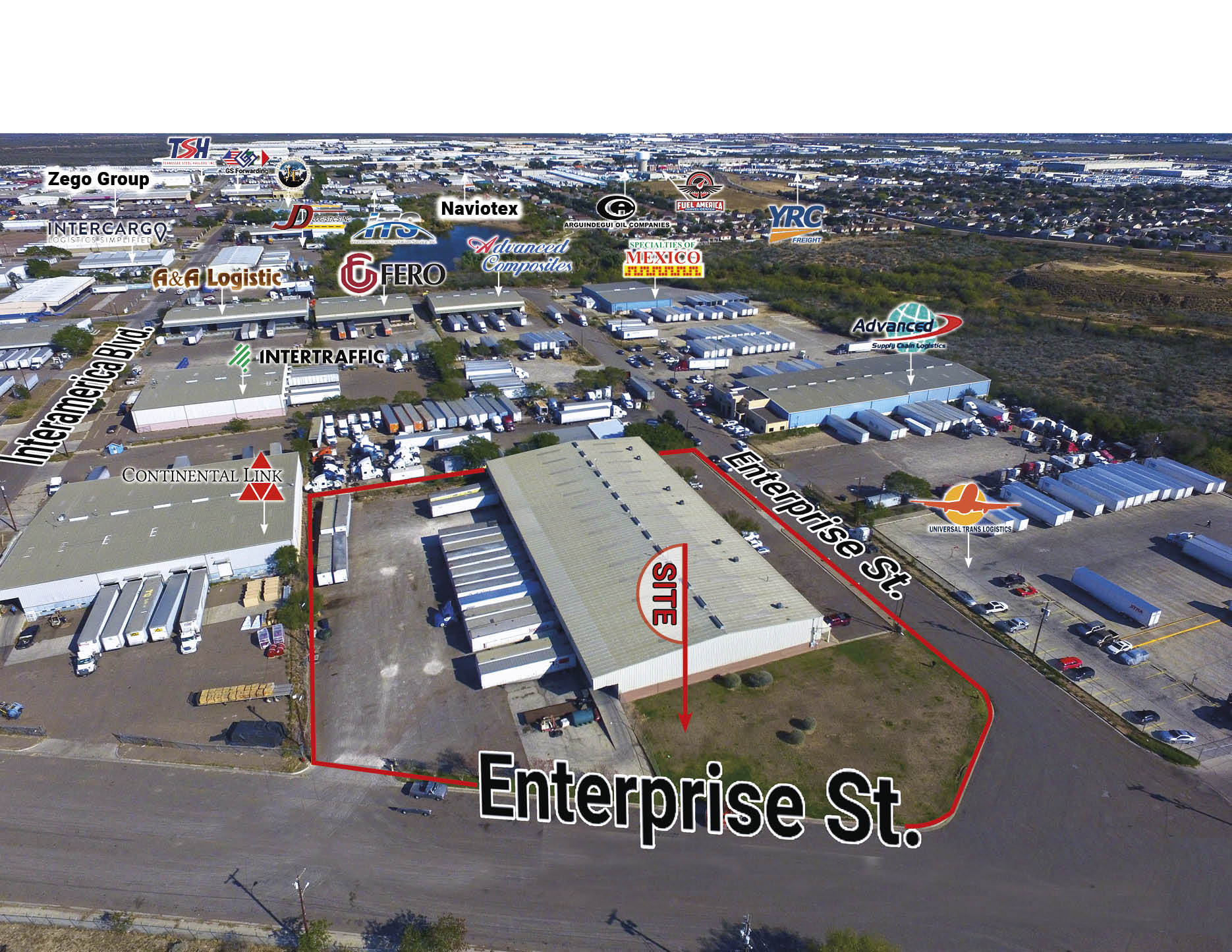 702 Enterprise St, Laredo, TX for lease Aerial- Image 1 of 5
