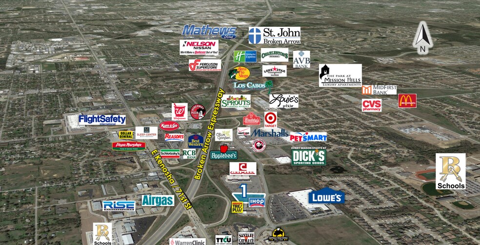 E Kenosha St & Broken Arrow Expressway, Broken Arrow, OK à vendre - Aérien - Image 2 de 3
