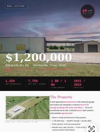 More details for 20548 FM 901 Rd, Gordonville, TX - Flex for Sale