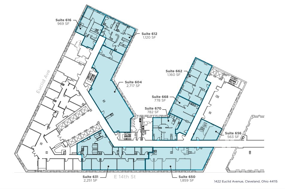 1400-1422 Euclid Ave, Cleveland, OH à louer Plan d’étage- Image 1 de 1