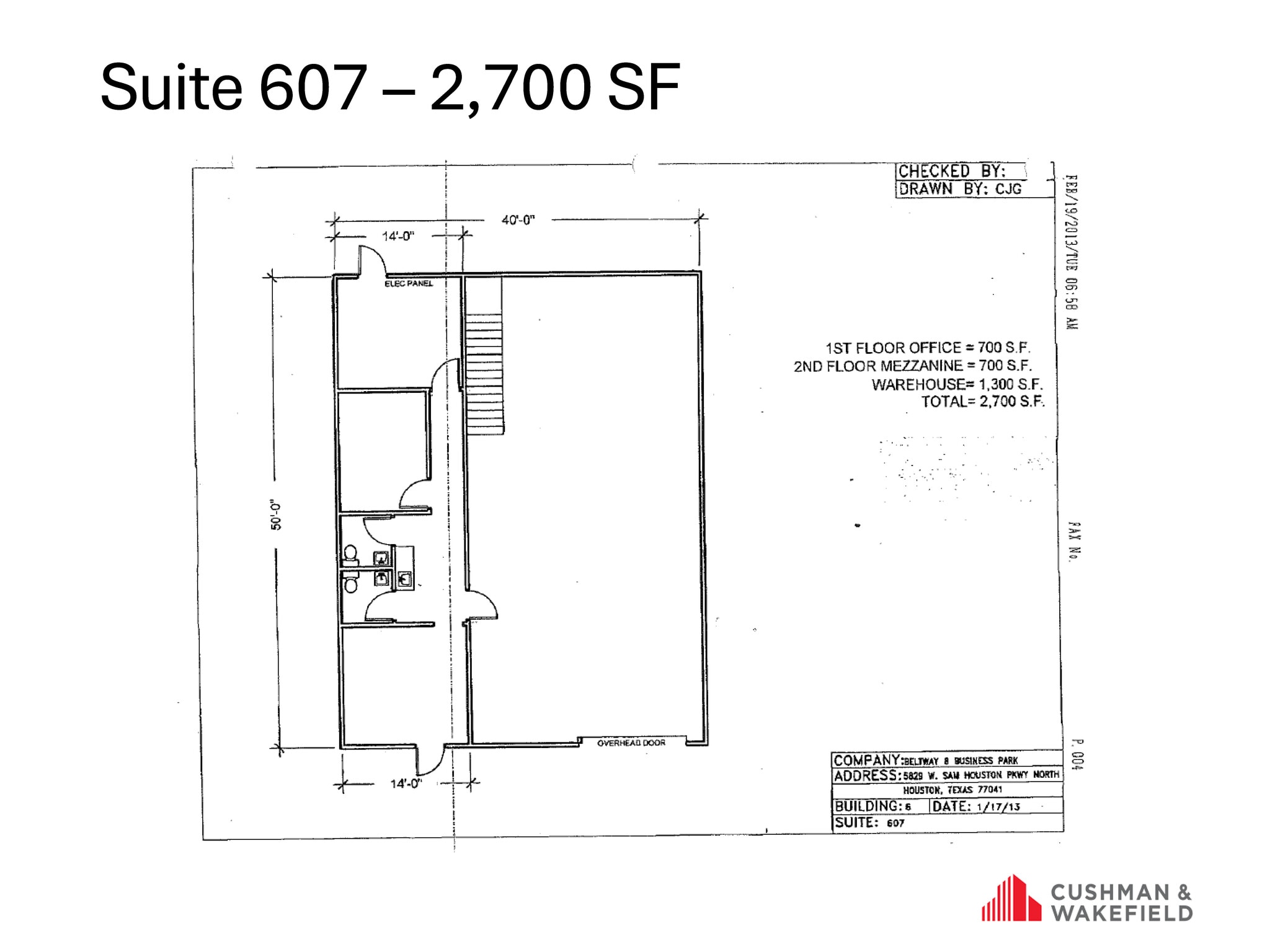 5829 W Sam Houston Pky N, Houston, TX à louer Plan d’étage- Image 1 de 1