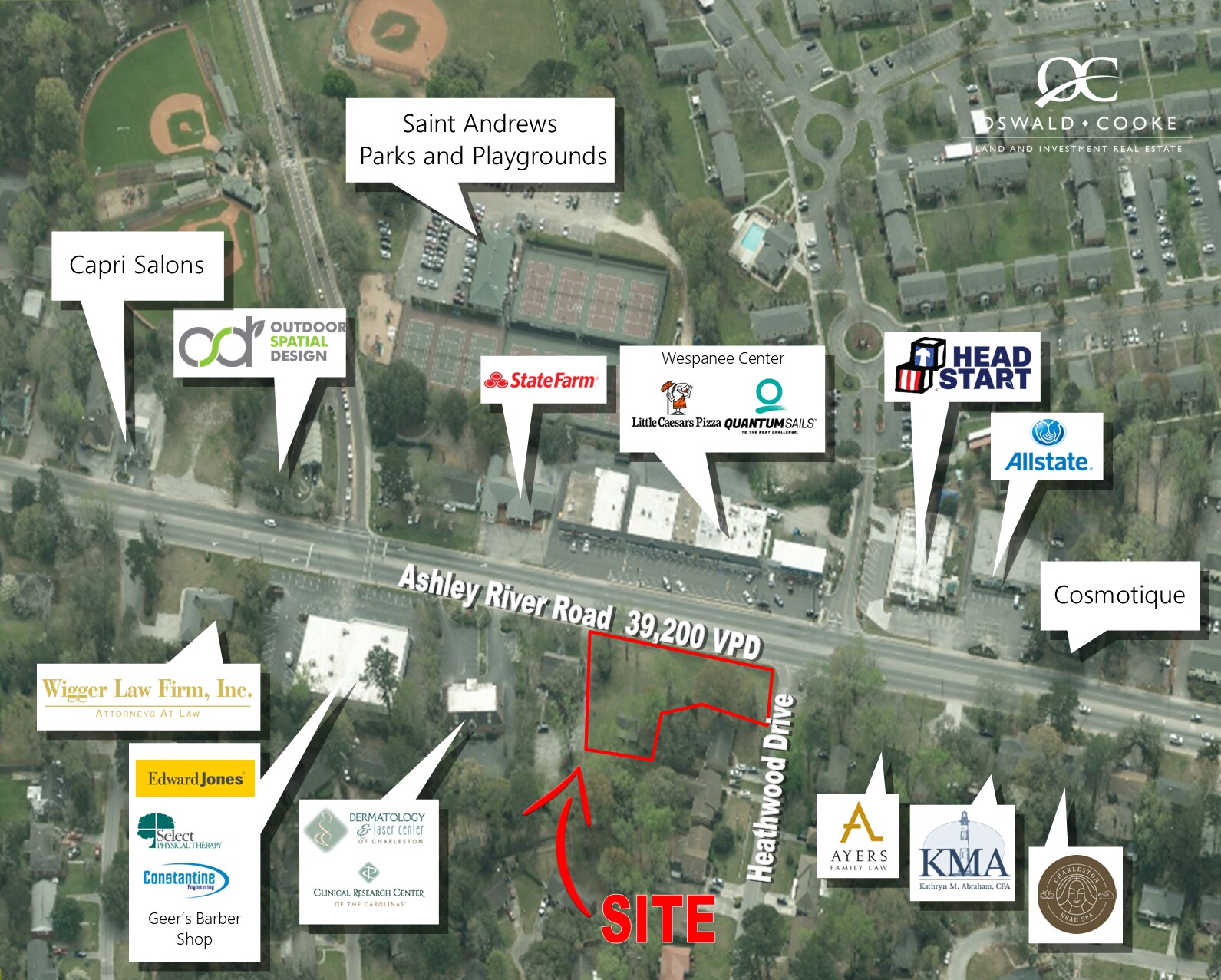 1374 Ashley River rd, Charleston, SC for sale Aerial- Image 1 of 6