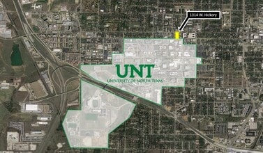 1314 W Hickory St, Denton, TX - AERIAL map view