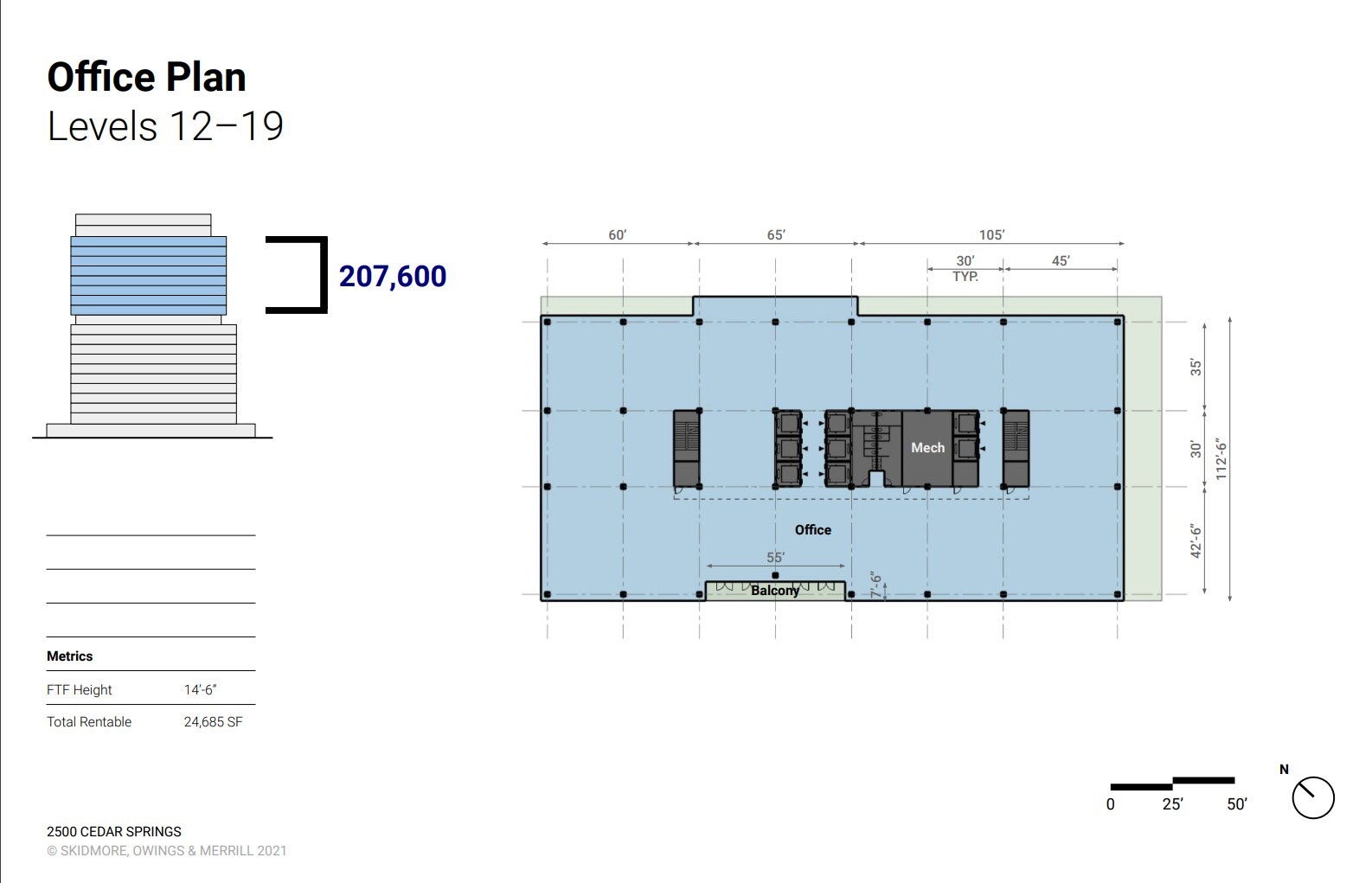 2500 Cedar Springs Rd, Dallas, TX à louer Plan d  tage- Image 1 de 1