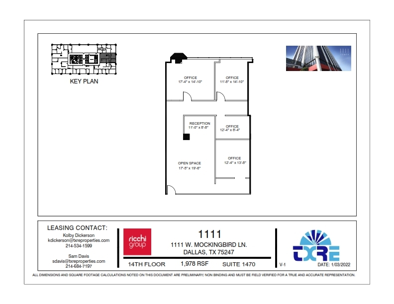 1111 W Mockingbird Ln, Dallas, TX à louer Plan d’étage- Image 1 de 1