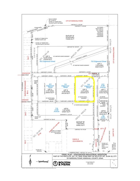 705 Edgewood Street, Marshalltown, IA à vendre - Plan cadastral - Image 1 de 1