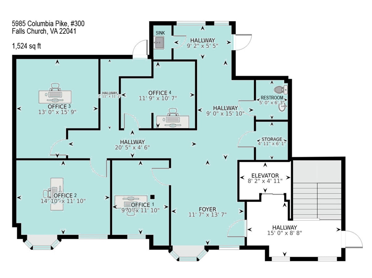 5981-5985 Columbia Pike, Falls Church, VA 22041 - Unité 300 - - Plan d’étage - Image 1 of 9