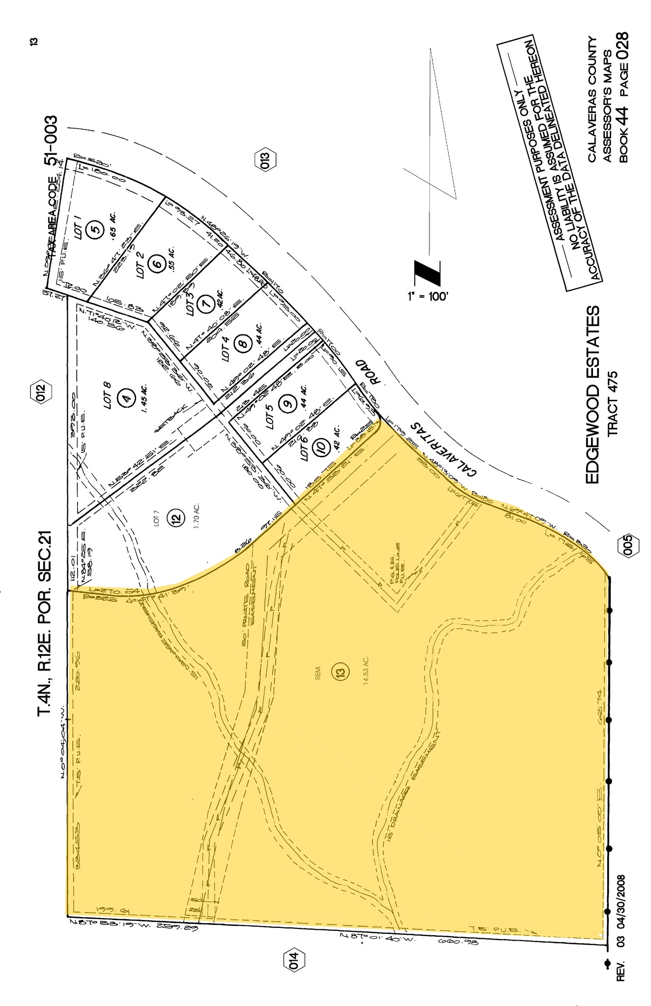 Edgewood & Calaveritas Rd, San Andreas, CA for sale Plat Map- Image 1 of 2