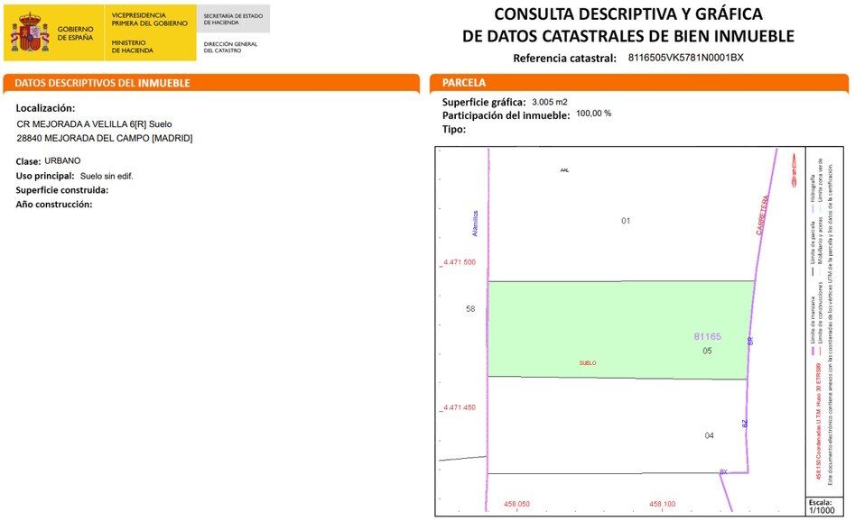 Terrain dans Mejorada del Campo, Madrid à vendre - Plan cadastral - Image 2 de 6