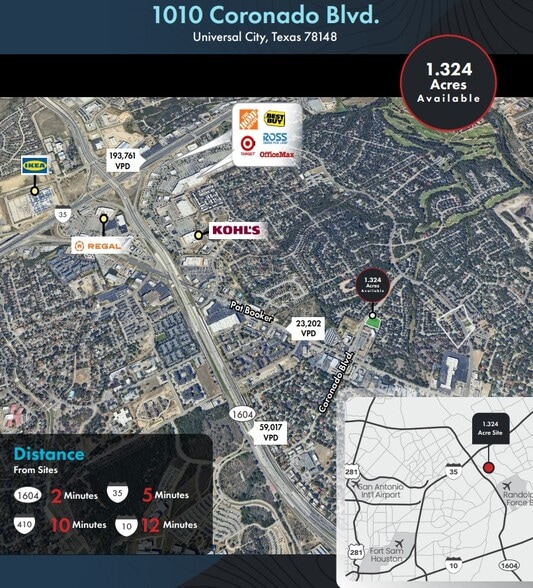 1010 Coronado Blvd, Universal City, TX à vendre - Aérien - Image 3 de 4