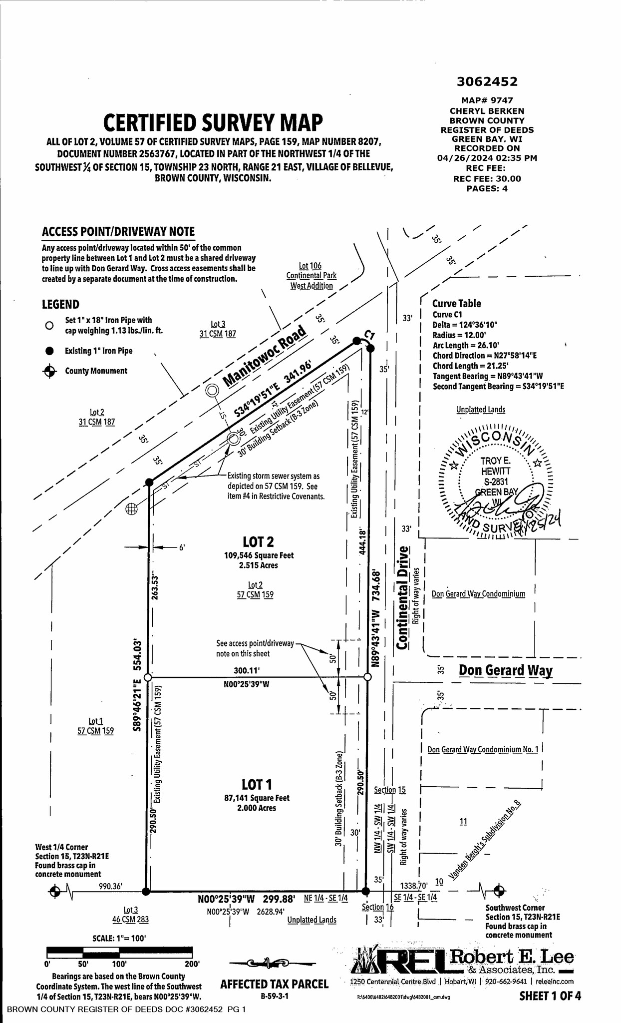 Manitowoc Road, Bellevue, WI for sale Plat Map- Image 1 of 2