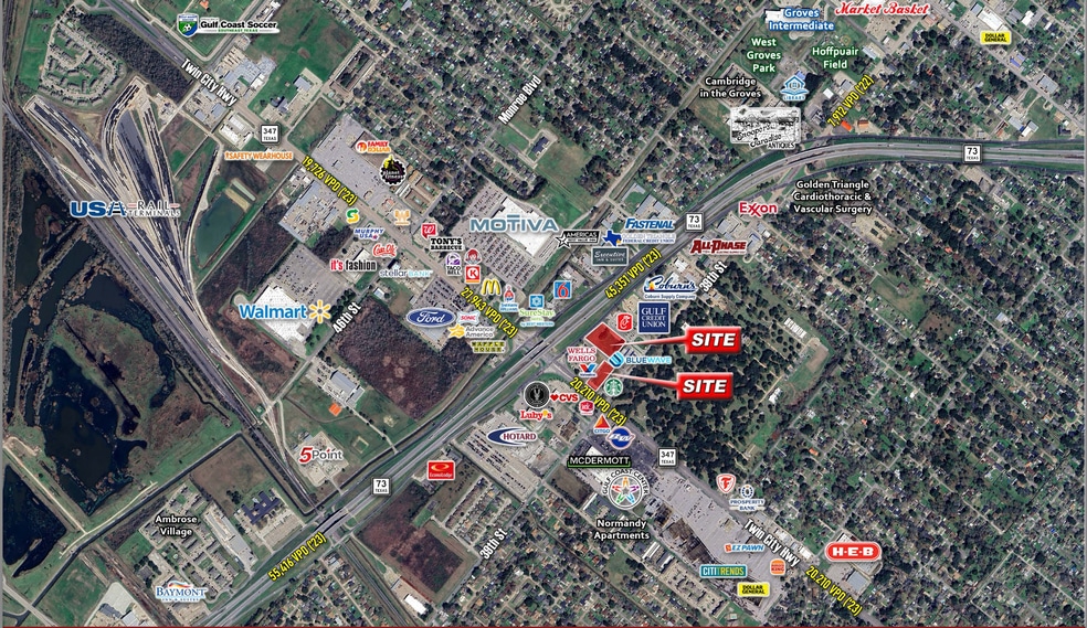 Highway 73, Groves, TX for lease - Aerial - Image 3 of 3