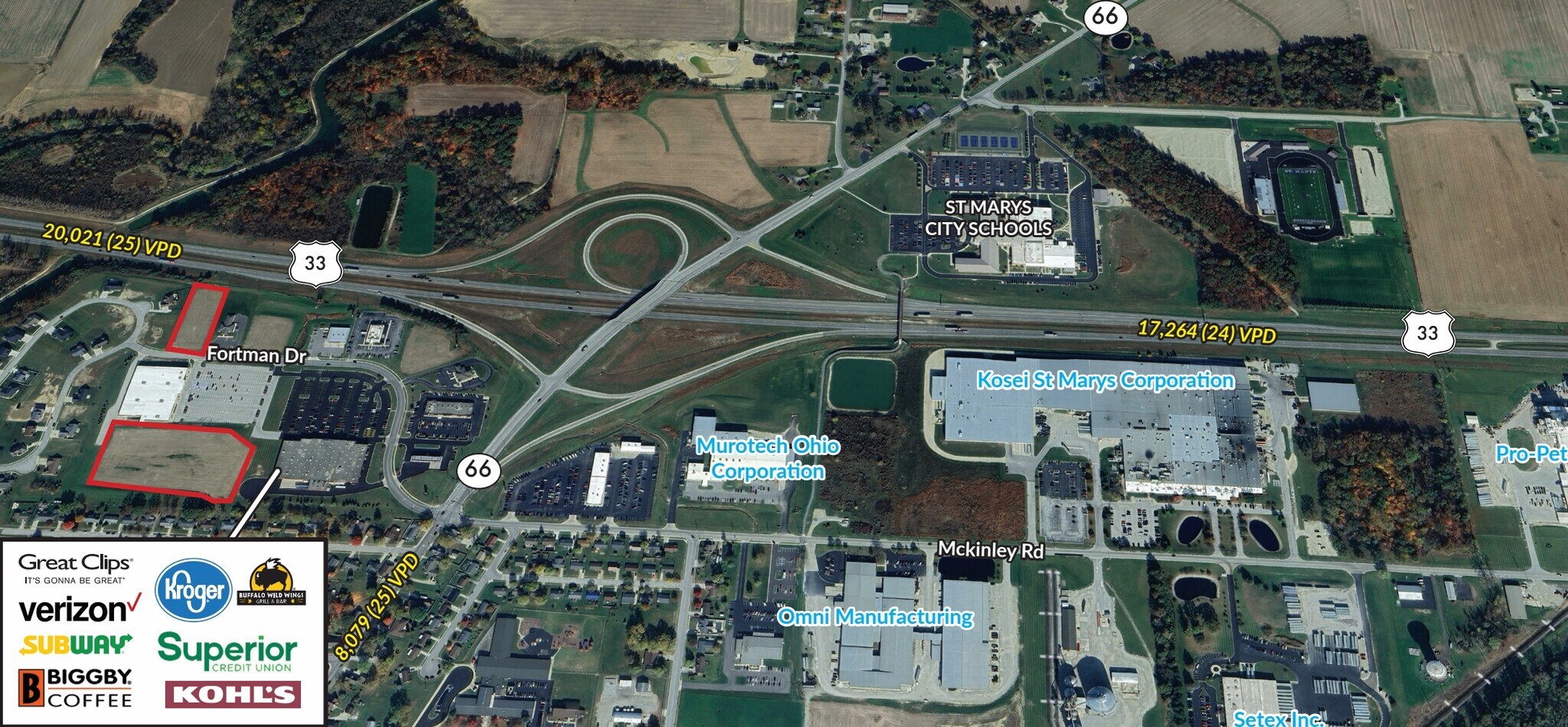 US 33 & SR 66, St Marys, OH à vendre Photo du bâtiment- Image 1 de 5