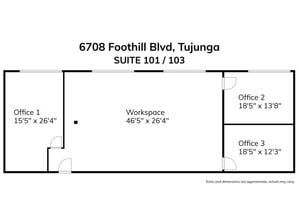 6708 Foothill Blvd, Tujunga, CA à louer Plan d  tage- Image 1 de 1