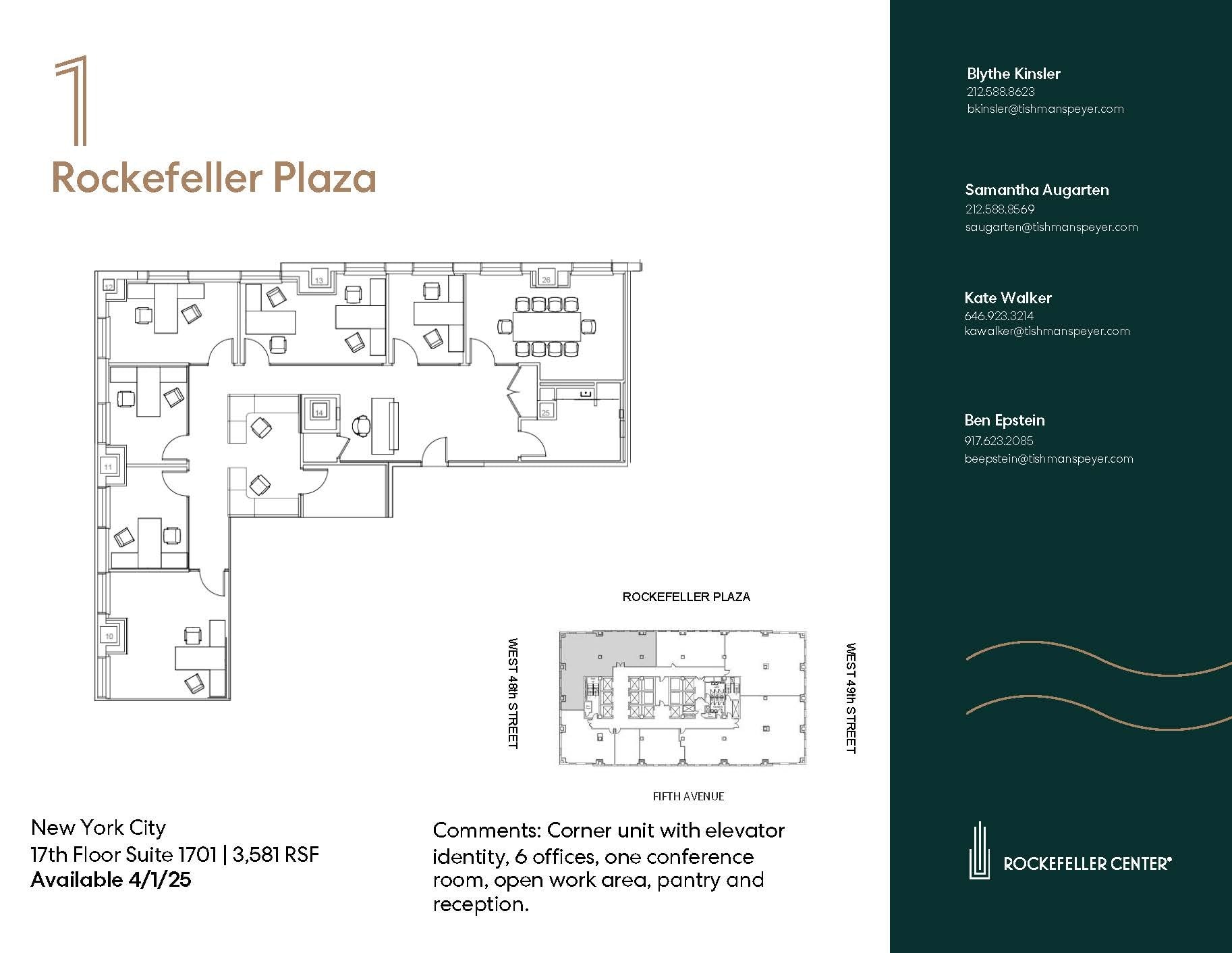 1 Rockefeller Plaza, New York, NY for lease Floor Plan- Image 1 of 1