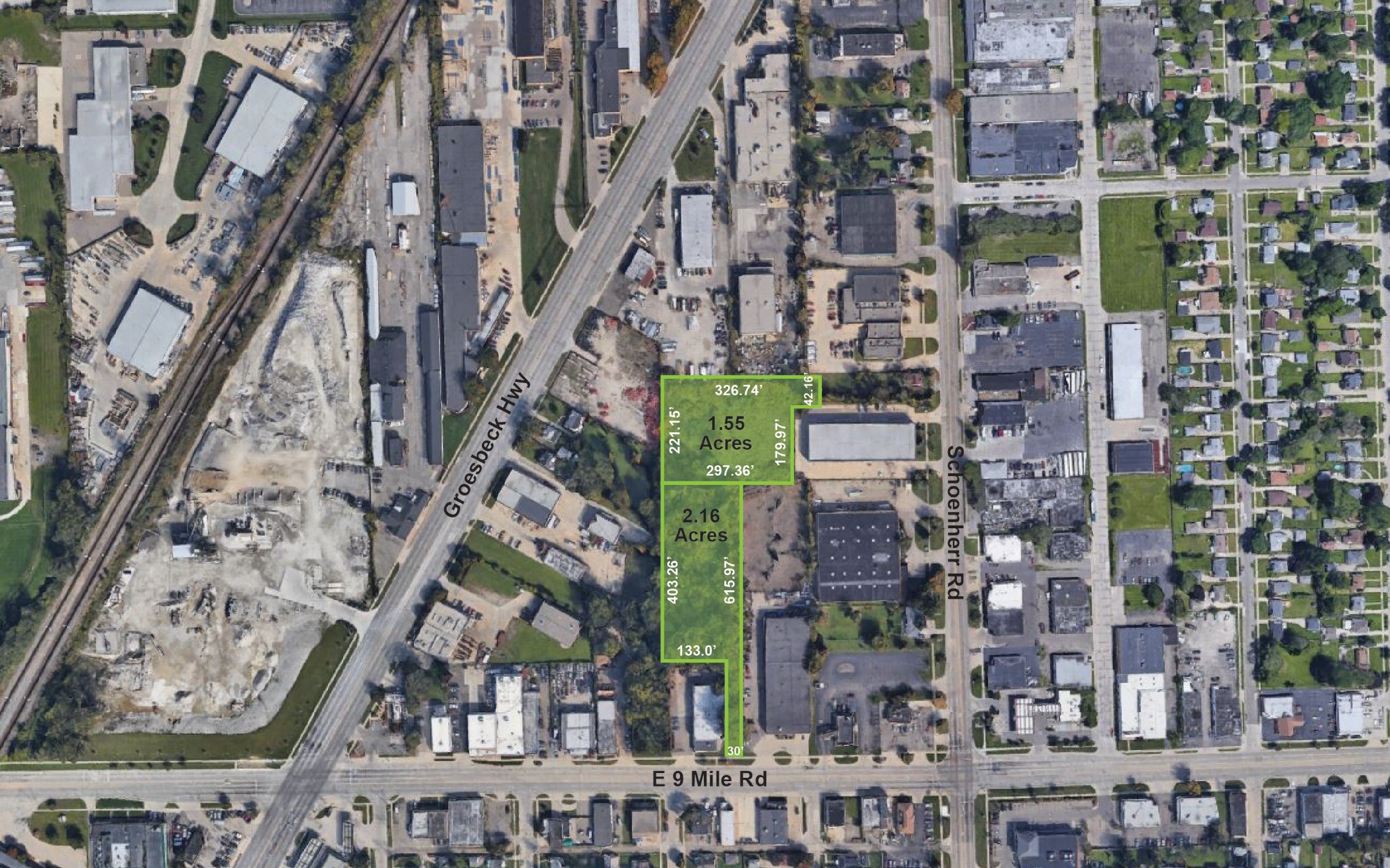 3.71 Acres Zoned M-2 portefeuille de 2 propriétés à vendre sur LoopNet.ca Aérien- Image 1 de 3