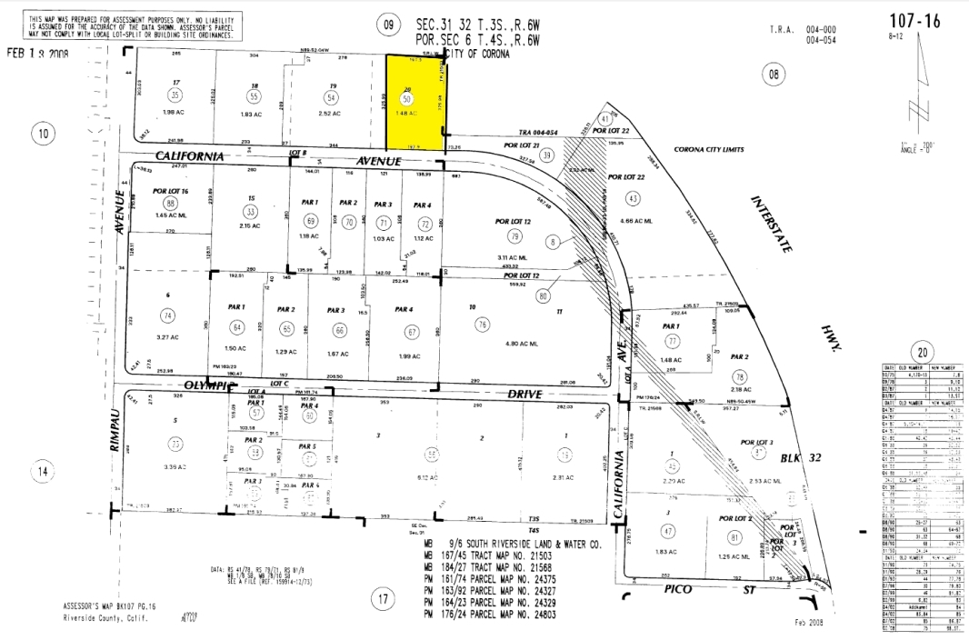 1161 California Ave, Corona, CA for sale Plat Map- Image 1 of 1