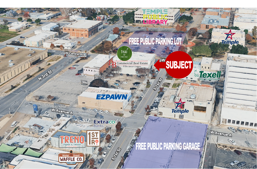 6 S 1st St, Temple, TX for lease - Aerial - Image 2 of 3