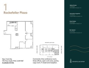 1 Rockefeller Plaza, New York, NY for lease Floor Plan- Image 1 of 1