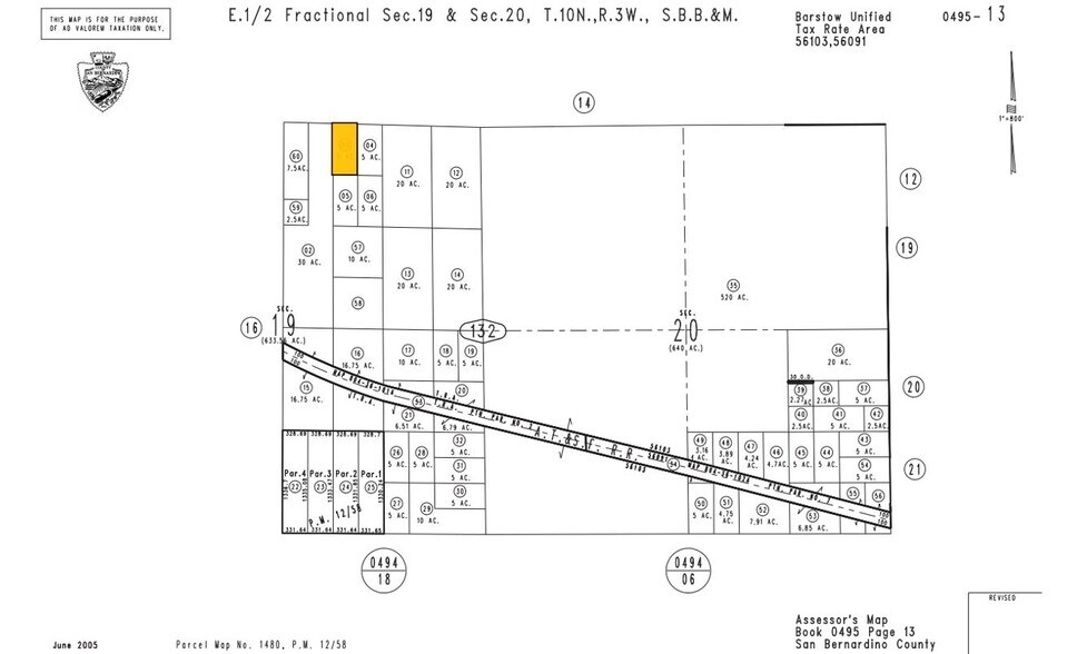 Santa Fe Ave, Hinkley, CA à vendre - Plan cadastral - Image 2 de 2