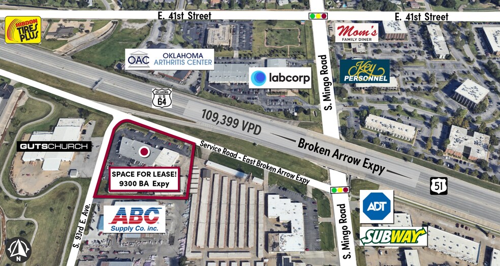 9300-9322 E Broken Arrow Expressway, Tulsa, OK à louer - Aérien - Image 3 de 7