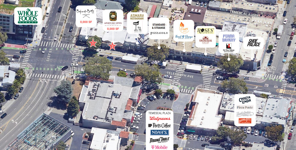 5026-5032 Telegraph Ave, Oakland, CA for lease - Aerial - Image 3 of 12