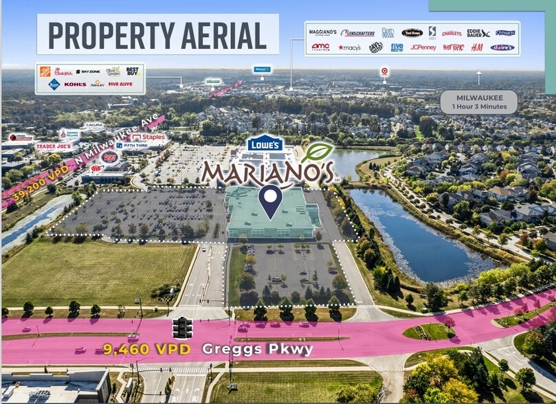 1720 N Milwaukee Ave, Vernon Hills, IL à vendre - Aérien - Image 3 de 5