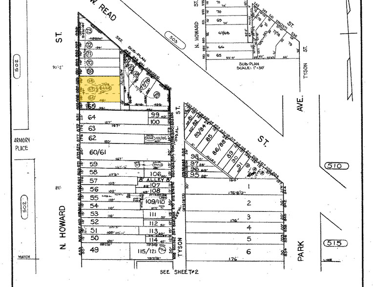 885-889 N Howard St, Baltimore, MD à vendre - Plan cadastral - Image 1 de 1