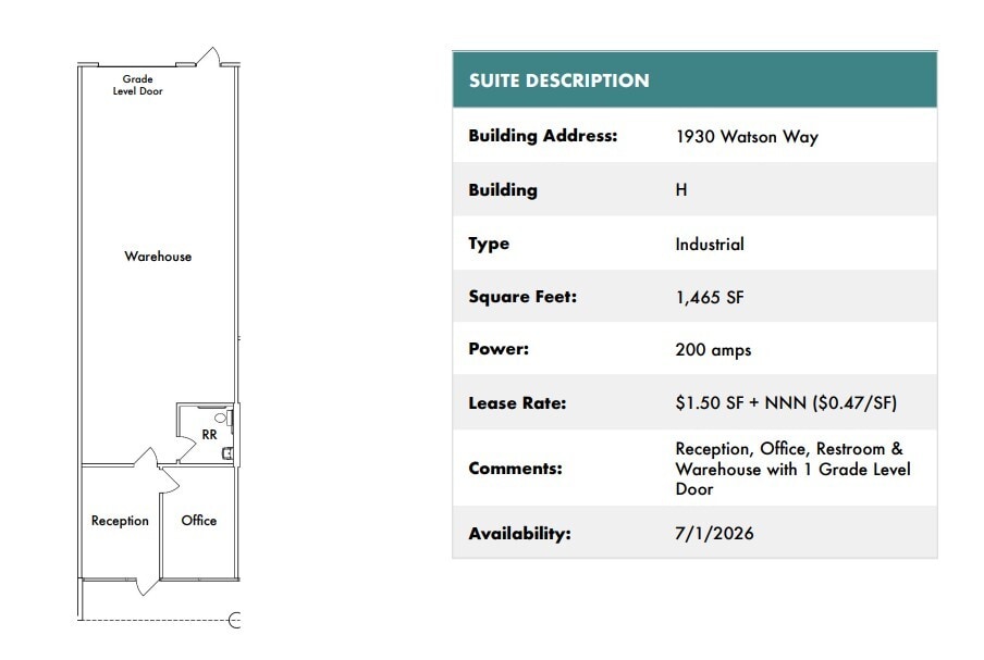 1930 Watson Way, Vista, CA for lease Floor Plan- Image 1 of 1