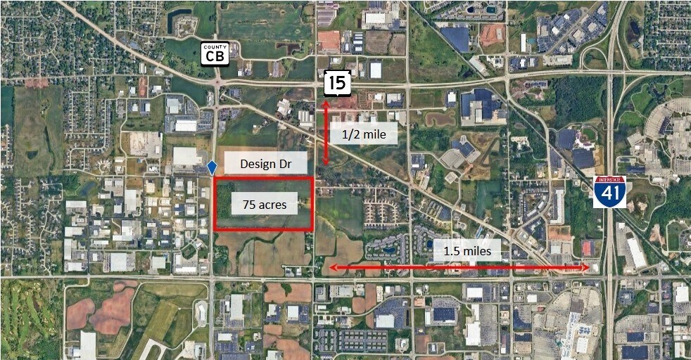 Highway CB and Design Drive, Greenville, WI à louer - Aérien - Image 2 de 3