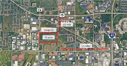 Highway CB and Design Drive, Greenville, WI - AERIAL  map view