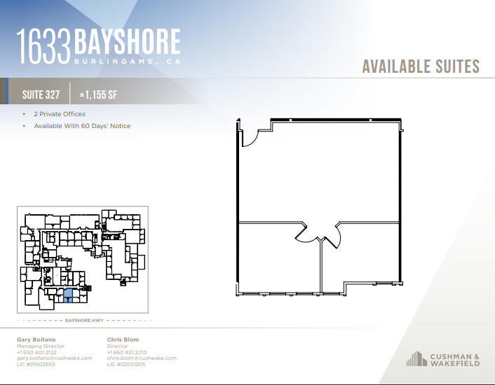 1633 Bayshore Hwy, Burlingame, CA à louer Plan d’étage- Image 1 de 1