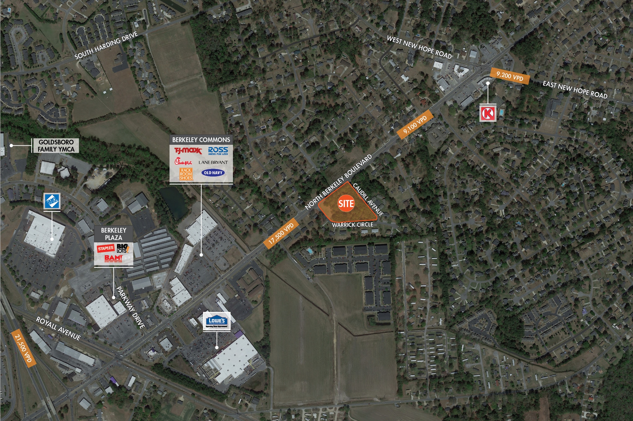 North Berkeley Blvd, Goldsboro, NC à vendre Aérien- Image 1 de 3