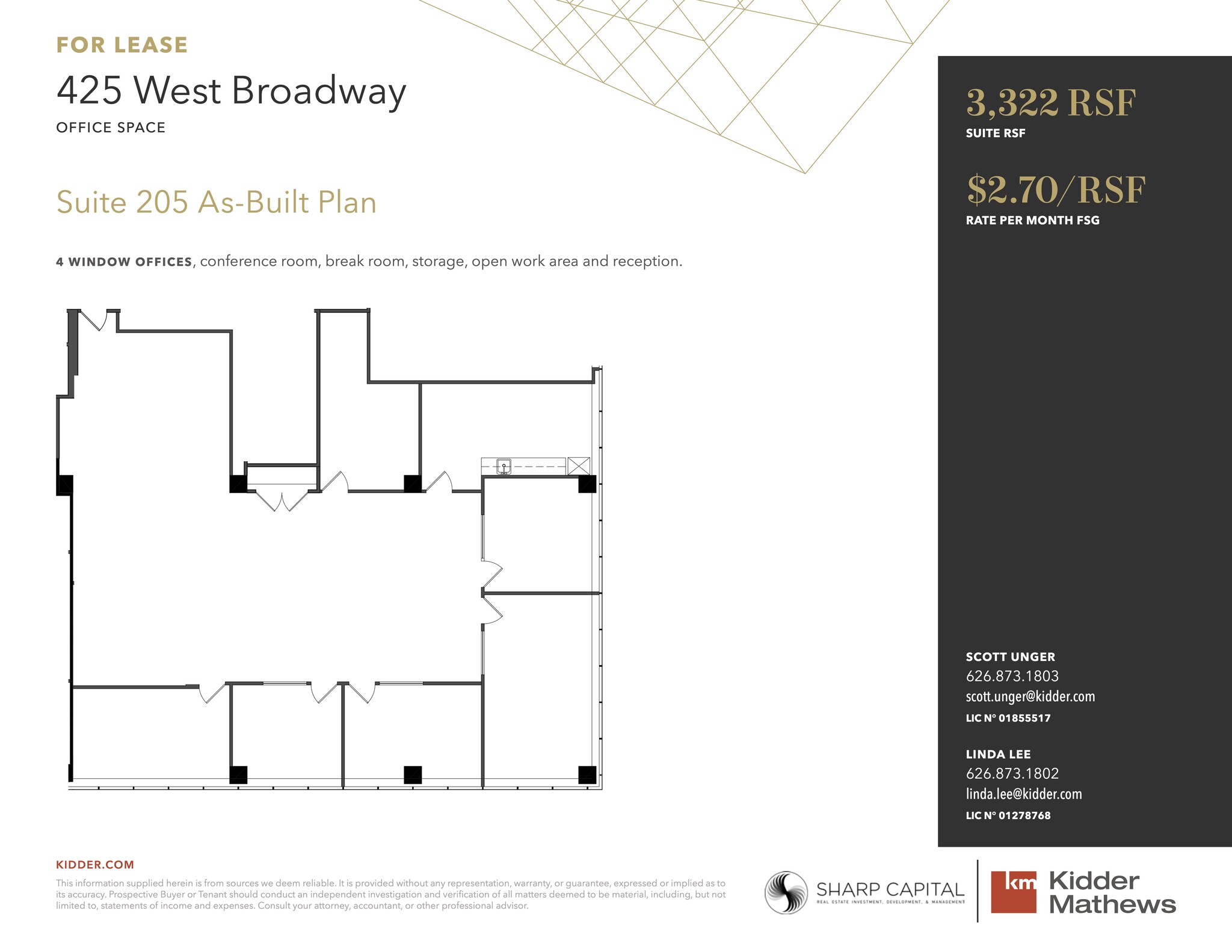 425 W Broadway, Glendale, CA à louer Plan d  tage- Image 1 de 2