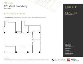 425 W Broadway, Glendale, CA à louer Plan d  tage- Image 1 de 2