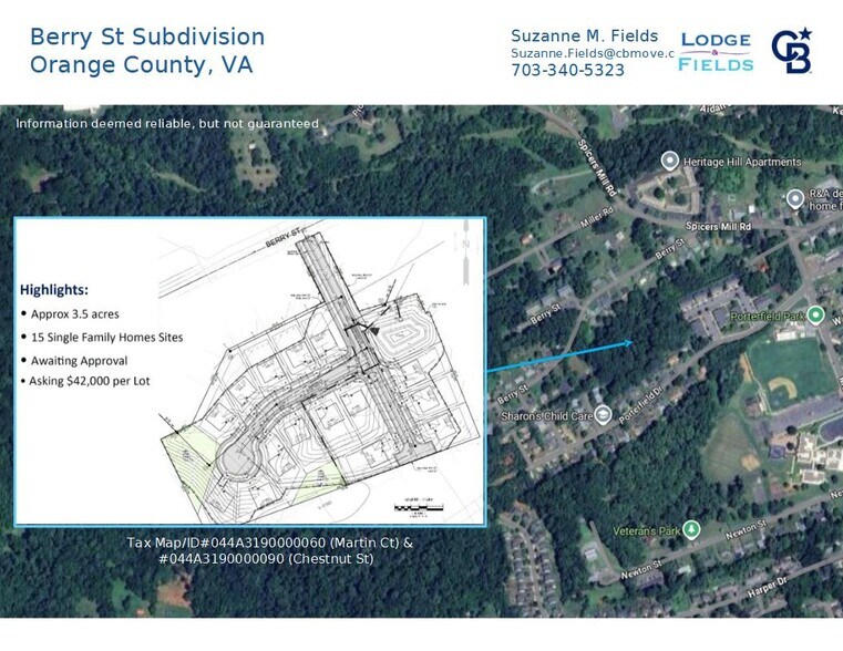 Berry Street subdivision, Orange, VA à vendre - Plan de site - Image 1 de 3