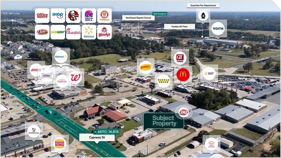 5435 Cypress St, West Monroe, LA à vendre - Aérien - Image 2 de 3