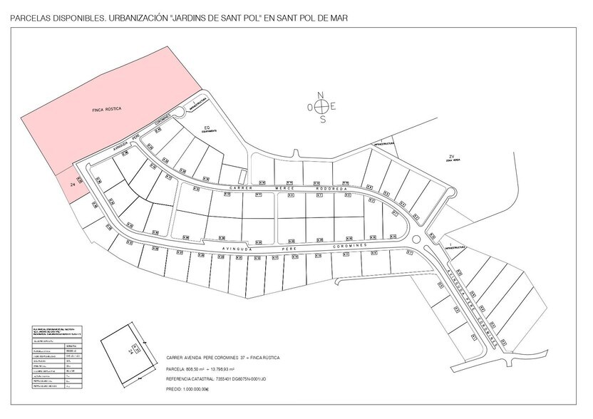 37 Avinguda de Pere Coromines, Sant Pol de Mar, Barcelona for sale - Plat Map - Image 1 of 1