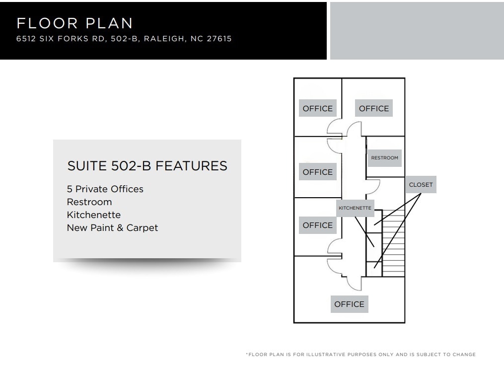 6512 Six Forks Rd, Raleigh, NC 27615 - Unité 502-B -  - Plan d’étage - Image 1 of 2