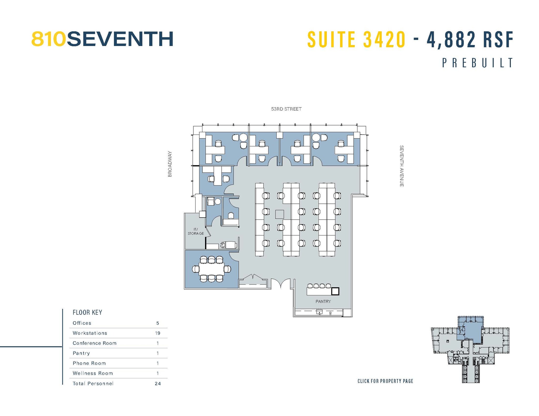 810 Seventh Ave, New York, NY à louer Plan d  tage- Image 1 de 1