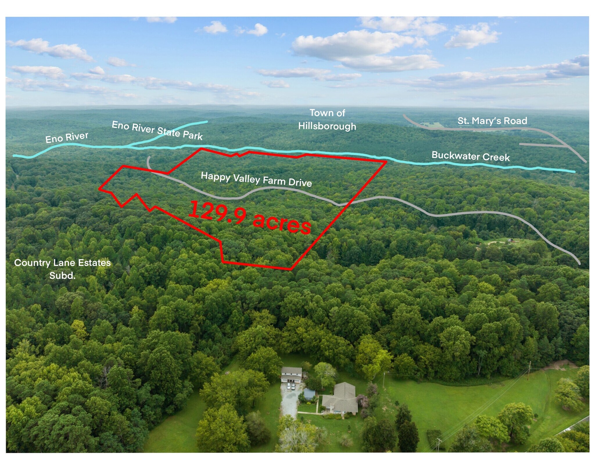 1400 Happy Valley Farm Dr, Hillsborough, NC for sale Aerial- Image 1 of 15