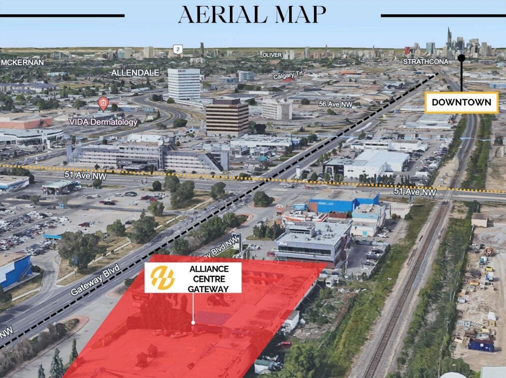 4805 Gateway Blvd NW, Edmonton, AB for lease Aerial- Image 1 of 2